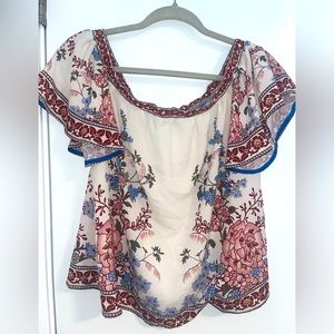 Floral on or off the shoulder blouse